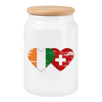 Côte d’Ivoire Drapeaux suisses Cœur utilisé - Boîte à biscuits avec couvercle en bois - blanc - Devant