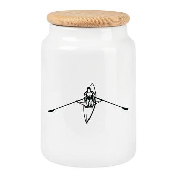 rowing boat - Cookie Jar with Wooden Lid - white - Front