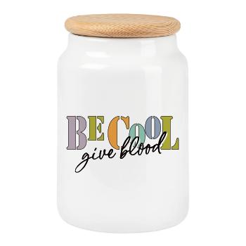 Be cool, give Blood! - Keksdose mit Holzdeckel - Weiß - Vorne