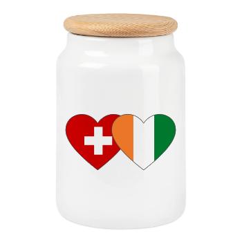 Cœur du drapeau de la Côte d’Ivoire de la Suisse - Boîte à biscuits avec couvercle en bois - blanc - Devant
