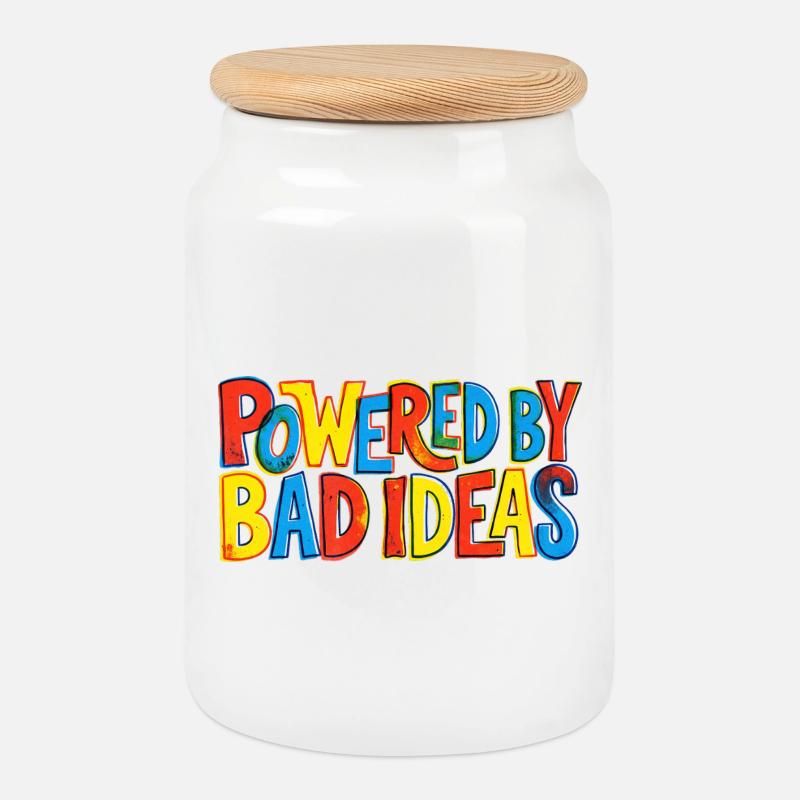 Powered-by-bad-ideas - Keksdose mit Holzdeckel - Weiß