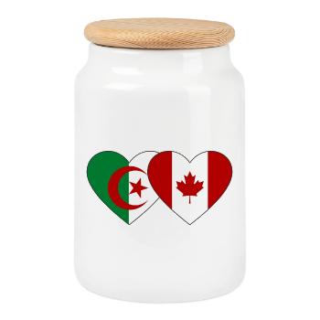 Algerien_Kanada_Flagge_Herz - Boîte à biscuits avec couvercle en bois - blanc - Devant