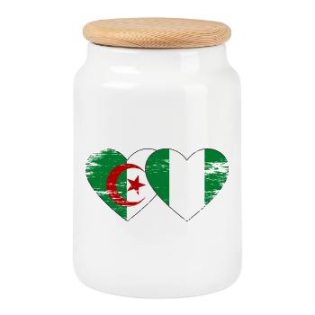 Drapeau Algérie Nigéria Cœur utilisé - Boîte à biscuits avec couvercle en bois - blanc - Devant