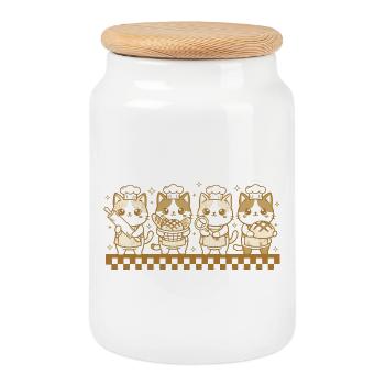 Ère du levain de pain au - Boîte à biscuits avec couvercle en bois - blanc - Devant
