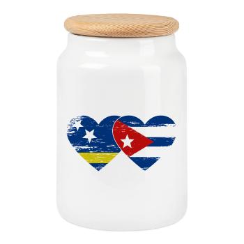 Curacao Kuba Flagge Herz used - Keksdose mit Holzdeckel - Weiß - Vorne