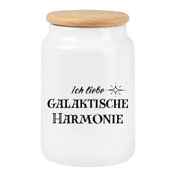 HARMONIE – Galaktisches Statement Mode - Keksdose mit Holzdeckel - Weiß - Vorne