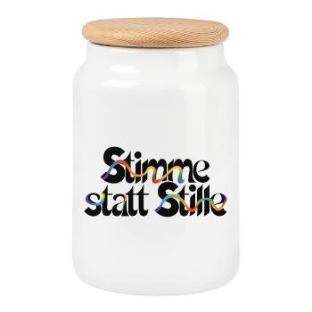 Cool statement motif for more civil courage - Cookie Jar with Wooden Lid - white - Front