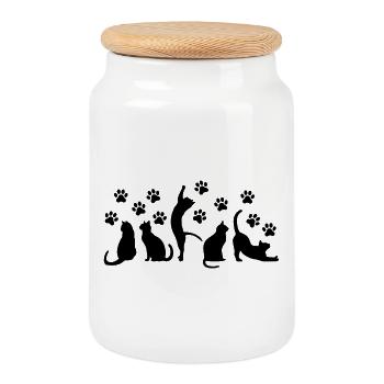 Black Cats Squad – Esthétique minimale - Boîte à biscuits avec couvercle en bois - blanc - Devant