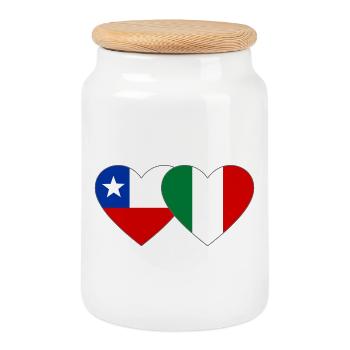 Cœur du drapeau Chili Italien - Boîte à biscuits avec couvercle en bois - blanc - Devant