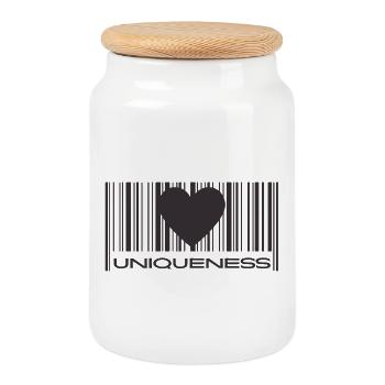 Uniqueness - Cookie Jar with Wooden Lid - white - Front