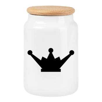 Couronne - Boîte à biscuits avec couvercle en bois - blanc - Devant