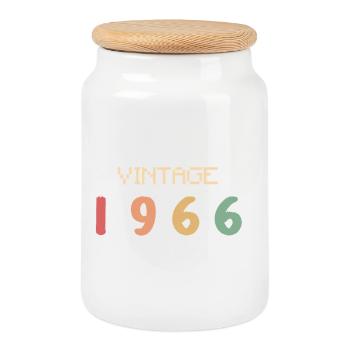 Vintage Watercolor 60 Years Sixties Party 1966 - Cookie Jar with Wooden Lid - white - Front