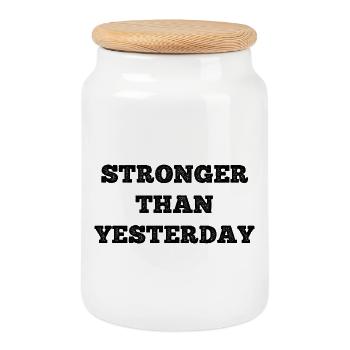 Gym Spruch Shirt Stronger Than You - Cookie Jar with Wooden Lid - white - Front