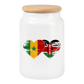 Senegal_Kenia_Flagge_Herz_used - Keksdose mit Holzdeckel - Weiß - Vorne
