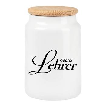 Beste Lehrer!  - Keksdose mit Holzdeckel - Weiß - Vorne