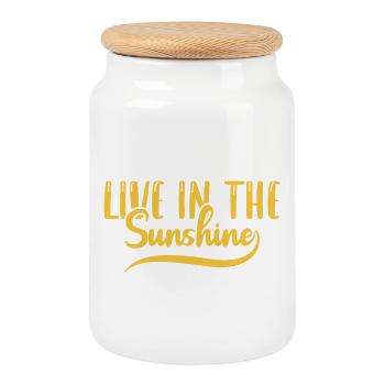 Live in the sunshine - Keksdose mit Holzdeckel - Weiß - Vorne