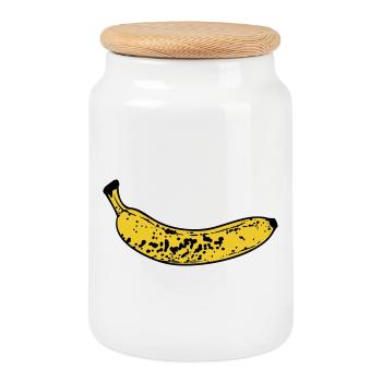 Banane - Keksdose mit Holzdeckel - Weiß - Vorne