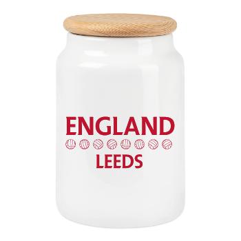 England Leeds Football Line - Keksdose mit Holzdeckel - Weiß - Vorne