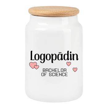Bachelor's Degree Programme in Speech Therapy - Cookie Jar with Wooden Lid - white - Front