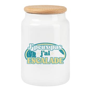 J'peux pas j'ai Escalade - Boîte à biscuits avec couvercle en bois - blanc - Devant