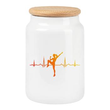 Cadeau de fitness en groupe pour les amateurs de cardio - Boîte à biscuits avec couvercle en bois - blanc - Devant