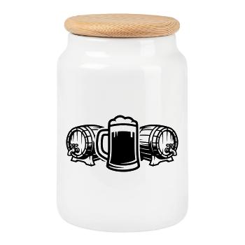 Bière symbole de fût de bière - Boîte à biscuits avec couvercle en bois - blanc - Devant