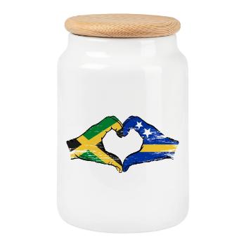 Jamaika Curacao Flagge Hände Herzform used - Keksdose mit Holzdeckel - Weiß - Vorne