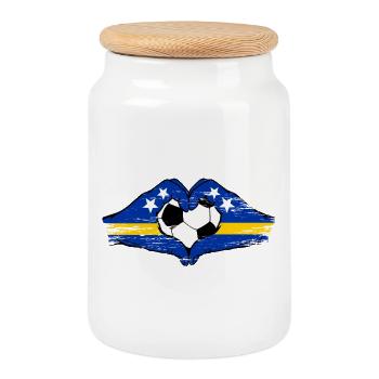 Curacao flag hands heart shape used - Cookie Jar with Wooden Lid - white - Front
