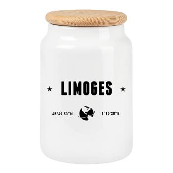 Limoges France Coordonnées Gps Globe - Boîte à biscuits avec couvercle en bois - blanc - Devant