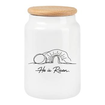 Il est ressuscité - Boîte à biscuits avec couvercle en bois - blanc - Devant