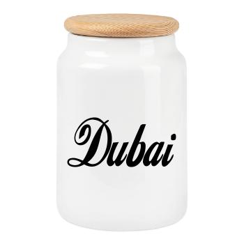 Dubai - couleur personnalisable - Boîte à biscuits avec couvercle en bois - blanc - Devant