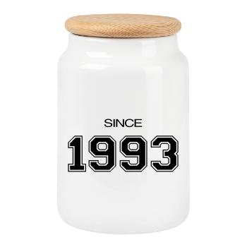 Depuis 1993 année de naissance ou d'évènement - Boîte à biscuits avec couvercle en bois - blanc - Devant
