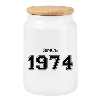 1974 Geburtstagsgeschenk - Keksdose mit Holzdeckel - Weiß - Vorne
