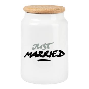 just married 2C - Keksdose mit Holzdeckel - Weiß - Vorne