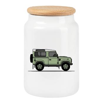 Défenseur 90 - Boîte à biscuits avec couvercle en bois - blanc - Devant