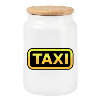 Taxi Schild - Keksdose mit Holzdeckel - Weiß - Vorne