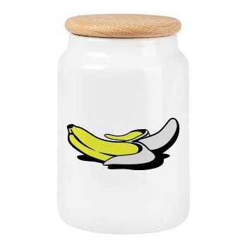 Nacked Banana | Nackte Banane - Boîte à biscuits avec couvercle en bois - blanc - Devant