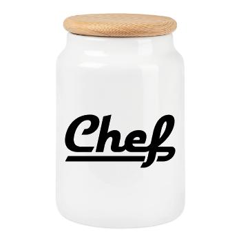 Chef - Keksdose mit Holzdeckel - Weiß - Vorne