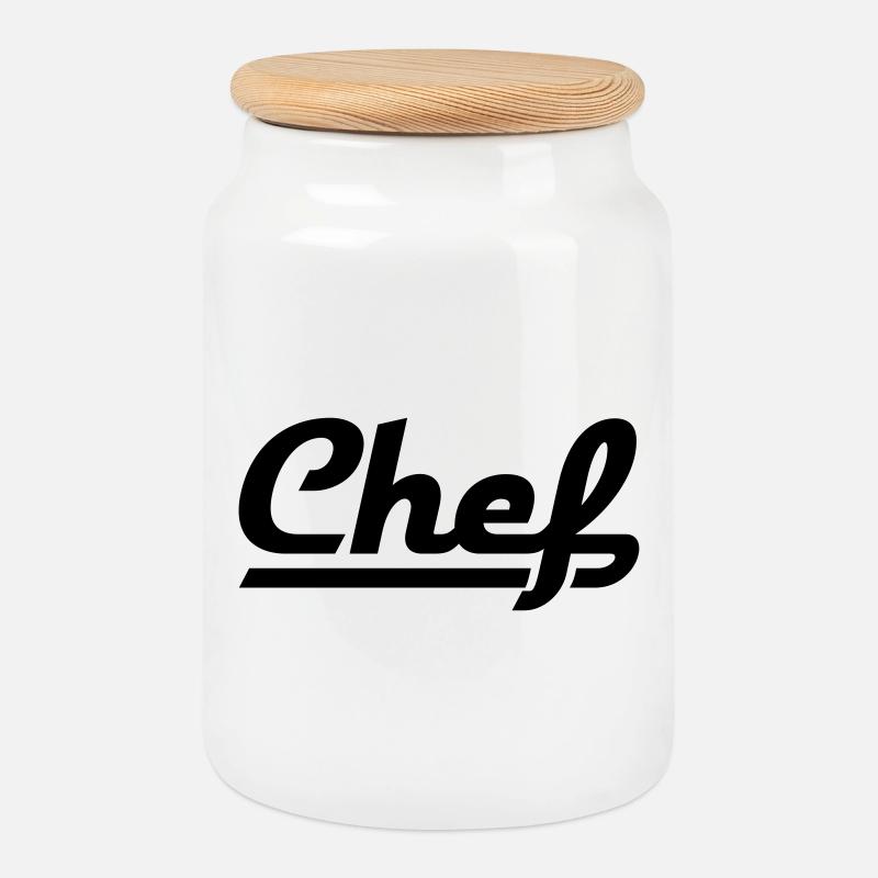 Chef - Keksdose mit Holzdeckel - Weiß