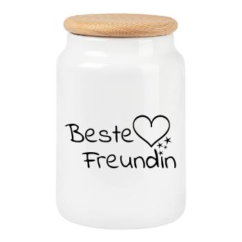 Best friend - Cookie Jar with Wooden Lid - white - Front
