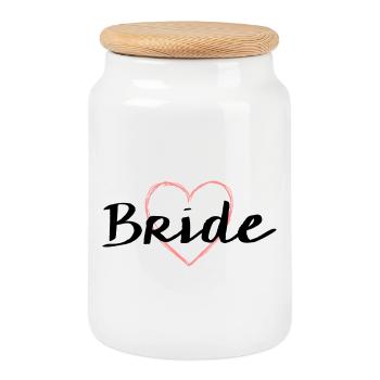 Mariage célibataire coeur de mariée - Boîte à biscuits avec couvercle en bois - blanc - Devant
