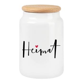 Home I Home At Home Heart Gift - Cookie Jar with Wooden Lid - white - Front