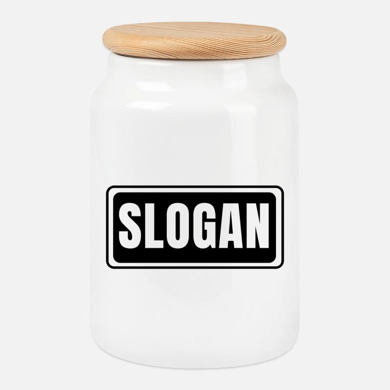 Slogan - Cookie Jar with Wooden Lid - white