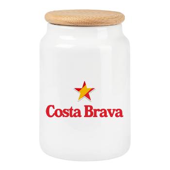 Stars of Spain - Costa Brava - Cookie Jar with Wooden Lid - white - Front