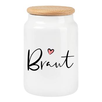 Cadeau de partie de poule coeur de mariée - Boîte à biscuits avec couvercle en bois - blanc - Devant