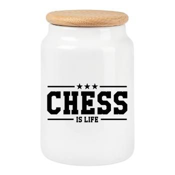 Chess is life - Cookie Jar with Wooden Lid - white - Front