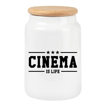 Cinema is life - Boîte à biscuits avec couvercle en bois - blanc - Devant