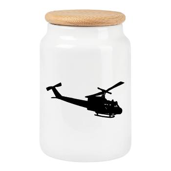 Bell UH-10 silhouette - Keksdose mit Holzdeckel - Weiß - Vorne