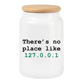 there's no place like 127.0.0.1 - Cookie Jar with Wooden Lid - white - Front
