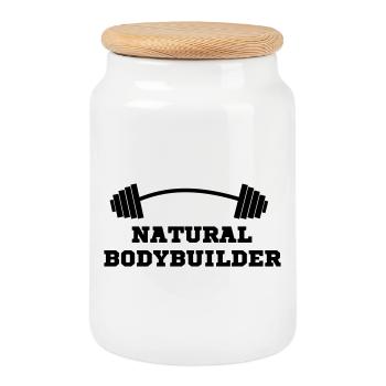 Fitnessstudio - Keksdose mit Holzdeckel - Weiß - Vorne